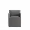 Manhattan Comfort Anna Modern Square Faux Leather Dining Armchair in Pewter Front - Manhattan Comfort Anna Modern Square Faux Leather Dining Armchair in Pewter Front