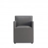 Manhattan Comfort Anna Modern Square Faux Leather Dining Armchair in Pewter Front