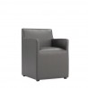 Manhattan Comfort Anna Modern Square Faux Leather Dining Armchair in Pewter Front Angle