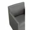 Manhattan Comfort Anna Modern Square Faux Leather Dining Armchair in Pewter Arm View - Manhattan Comfort Anna Modern Square Faux Leather Dining Armchair in Pewter Arm View