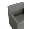 Manhattan Comfort Anna Modern Square Faux Leather Dining Armchair in Pewter Arm View