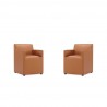 Manhattan Comfort Anna Modern Square Faux Leather Dining Armchair in Saddle (Set of 2)