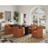 Manhattan Comfort Anna Modern Square Faux Leather Dining Armchair in Saddle Full Set
