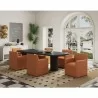 Manhattan Comfort Anna Modern Square Faux Leather Dining Armchair in Saddle Full Set - Manhattan Comfort Anna Modern Square Faux Leather Dining Armchair in Saddle Full Set