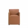 Manhattan Comfort Anna Modern Square Faux Leather Dining Armchair in Saddle Front - Manhattan Comfort Anna Modern Square Faux Leather Dining Armchair in Saddle Front