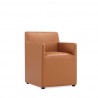 Manhattan Comfort Anna Modern Square Faux Leather Dining Armchair in Saddle Front Angle