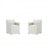 Manhattan Comfort Anna Modern Square Faux Leather Dining Armchair in Light Stone Grey (Set of 2)