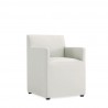 Manhattan Comfort Anna Modern Square Faux Leather Dining Armchair in Light Stone Grey Front Angle