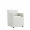 Manhattan Comfort Anna Modern Square Faux Leather Dining Armchair in Light Stone Grey Front Angle - Manhattan Comfort Anna Modern Square Faux Leather Dining Armchair in Light Stone Grey Front Angle