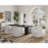 Manhattan Comfort Anna Modern Round Faux Leather Dining Armchair in Cream