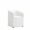 Manhattan Comfort Anna Modern Round Faux Leather Dining Armchair in Cream Front Angle - Manhattan Comfort Anna Modern Round Faux Leather Dining Armchair in Cream Front Angle