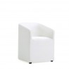 Manhattan Comfort Anna Modern Round Faux Leather Dining Armchair in Cream Front Angle