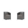 Manhattan Comfort Anna Modern Round Faux Leather Dining Armchair in Pewter (Set of 2)