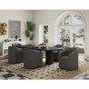 Manhattan Comfort Anna Modern Round Faux Leather Dining Armchair in Pewter - Manhattan Comfort Anna Modern Round Faux Leather Dining Armchair in Pewter