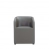 Manhattan Comfort Anna Modern Round Faux Leather Dining Armchair in Pewter Front