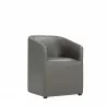 Manhattan Comfort Anna Modern Round Faux Leather Dining Armchair in Pewter Front Angle - Manhattan Comfort Anna Modern Round Faux Leather Dining Armchair in Pewter Front Angle