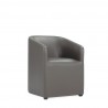Manhattan Comfort Anna Modern Round Faux Leather Dining Armchair in Pewter Front Angle