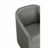 Manhattan Comfort Anna Modern Round Faux Leather Dining Armchair in Pewter Arm - Manhattan Comfort Anna Modern Round Faux Leather Dining Armchair in Pewter Arm