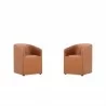 Manhattan Comfort Anna Modern Round Faux Leather Dining Armchair in Saddle (Set of 2) - Manhattan Comfort Anna Modern Round Faux Leather Dining Armchair in Saddle (Set of 2)