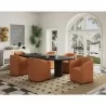 Manhattan Comfort Anna Modern Round Faux Leather Dining Armchair in Saddle - Manhattan Comfort Anna Modern Round Faux Leather Dining Armchair in Saddle