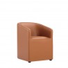 Manhattan Comfort Anna Modern Round Faux Leather Dining Armchair in Saddle Front Angle