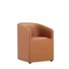 Manhattan Comfort Anna Modern Round Faux Leather Dining Armchair in Saddle Front Angle - Manhattan Comfort Anna Modern Round Faux Leather Dining Armchair in Saddle Front Angle