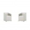 Manhattan Comfort Anna Modern Round Faux Leather Dining Armchair in Light Stone Grey (Set of 2)