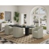 Manhattan Comfort Anna Modern Round Faux Leather Dining Armchair in Light Stone Grey