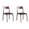 Manhattan Comfort Modern Moderno Stackable Dining Chair Upholstered in Leatherette with Solid Wood Frame in Walnut and Black Set of 2