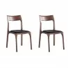 Manhattan Comfort Modern Moderno Stackable Dining Chair Upholstered in Leatherette with Solid Wood Frame in Walnut and Black Set of 2 - Manhattan Comfort Modern Moderno Stackable Dining Chair Upholstered in Leatherette with Solid Wood Frame in Walnut and Black Set of 2