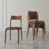 Manhattan Comfort Modern Moderno Stackable Dining Chair Upholstered in Leatherette with Solid Wood Frame in Walnut and Black- Set of 2 - Manhattan Comfort Modern Moderno Stackable Dining Chair Upholstered in Leatherette with Solid Wood Frame in Walnut and Black- Set of 2