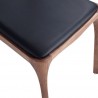 Manhattan Comfort Modern Moderno Stackable Dining Chair Upholstered in Leatherette with Solid Wood Frame in Walnut and Black- Set of 2 Closeup View 