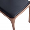 Manhattan Comfort Modern Moderno Stackable Dining Chair Upholstered in Leatherette with Solid Wood Frame in Walnut and Black- Set of 4 Closeup View 