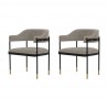 Manhattan Comfort Modern Lia Chenille Dining Armchair - Set of 2 Stone