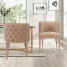 Manhattan Comfort Modern Maya Tufted Velvet Dining Chair In Nude - Set of 2 - Manhattan Comfort Modern Maya Tufted Velvet Dining Chair In Nude - Set of 2