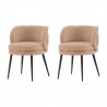 Manhattan Comfort Modern Kaya Pleated Velvet Dining Chair Set Nude