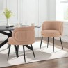 Manhattan Comfort Modern Kaya Pleated Velvet Dining Chair Set of 2 Nude