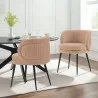 Manhattan Comfort Modern Kaya Pleated Velvet Dining Chair Set of 2 Nude - Manhattan Comfort Modern Kaya Pleated Velvet Dining Chair Set of 2 Nude