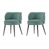 Manhattan Comfort Modern Kaya Pleated Velvet Dining Chair Set Mint Green