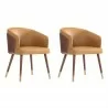 Manhattan Comfort Modern Reeva Dining Chair Upholstered in Leatherette with Beech Wood Back and Solid Wood Legs in Walnut and Camal - Manhattan Comfort Modern Reeva Dining Chair Upholstered in Leatherette with Beech Wood Back and Solid Wood Legs in Walnut and Camal