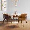 Manhattan Comfort Modern Reeva Dining Chair Upholstered in Leatherette with Beech Wood Back and Solid Wood Legs in Walnut and Camal - Set of 2