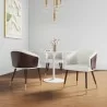 Manhattan Comfort Modern Reeva Dining Chair Upholstered in Leatherette with Beech Wood Back and Solid Wood Legs in Walnut and Cream- Set of 2 - Manhattan Comfort Modern Reeva Dining Chair Upholstered in Leatherette with Beech Wood Back and Solid Wood Legs in Walnut and Cream- Set of 2