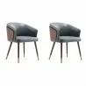Manhattan Comfort Modern Reeva Dining Chair Upholstered in Leatherette with Beech Wood Back and Solid Wood Legs in Walnut and Graphite Grey - Manhattan Comfort Modern Reeva Dining Chair Upholstered in Leatherette with Beech Wood Back and Solid Wood Legs in Walnut and Graphite Grey