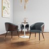 Manhattan Comfort Modern Reeva Dining Chair Upholstered in Leatherette with Beech Wood Back and Solid Wood Legs in Walnut and Graphite Grey  - Set of 2