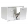 Summerset Grills 33 2-Drawer & Vented LP Tank Pullout Drawer Combo - Angled with Opened Large Drawer