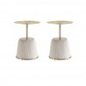 Manhattan Comfort Modern Anderson End Table 1.0 Upholstered in Leatherette with Gold Tabletop - Set of 2 White