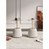 Manhattan Comfort Modern Anderson End Table 1.0 Upholstered in White Leatherette with Gold Tabletop - Set of 2