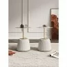 Manhattan Comfort Modern Anderson End Table 1.0 Upholstered in White Leatherette with Gold Tabletop - Set of 2 - Manhattan Comfort Modern Anderson End Table 1.0 Upholstered in White Leatherette with Gold Tabletop - Set of 2