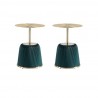 Manhattan Comfort Modern Anderson End Table 1.0 Upholstered in Leatherette with Gold Tabletop - Set of 2 Green