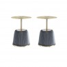 Manhattan Comfort Modern Anderson End Table 1.0 Upholstered in Grey Leatherette with Gold Tabletop - Set of 2